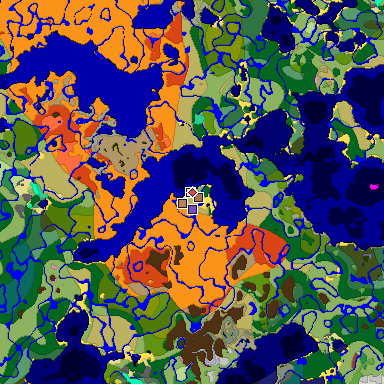 Predicted biome map of Java 26.3 seed -4422096948848839554 around estimated spawn