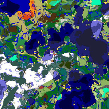 Predicted biome map of Java 26.3 seed -211884745161063304 around estimated spawn