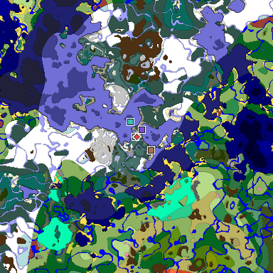 Predicted biome map of Java 26.3 seed 8295793168019449585 around estimated spawn