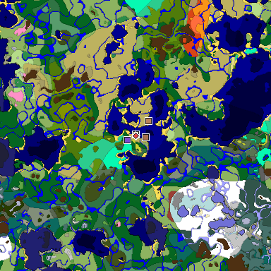 Predicted biome map of Java 26.3 seed 7426829332174495877 around estimated spawn