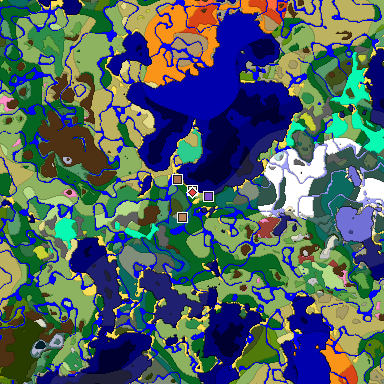 Predicted biome map of Java 26.3 seed 375513604976244981 around estimated spawn