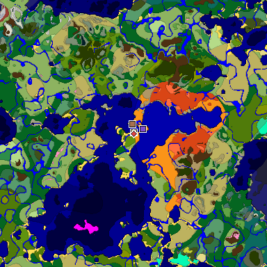 Predicted biome map of Java 26.3 seed -4015476345115985862 around estimated spawn