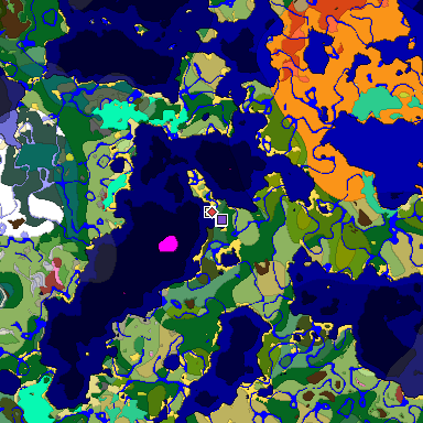 Predicted biome map of Java 26.3 seed -663573242513821694 around estimated spawn