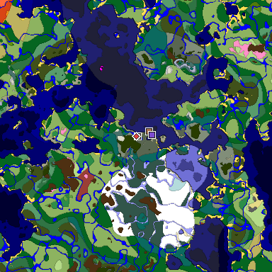 Predicted biome map of Java 26.3 seed -1250701364409467069 around estimated spawn