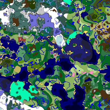 Predicted biome map of Java 26.3 seed 5433916536854373914 around estimated spawn