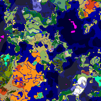 Predicted biome map of Java 26.3 seed 1225160401551642535 around estimated spawn