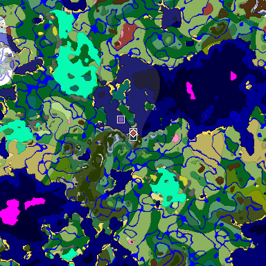 Predicted biome map of Java 26.3 seed -9009851043217962695 around estimated spawn