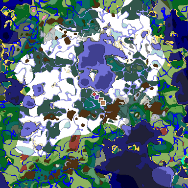 Predicted biome map of Java 26.3 seed -5200421222732308148 around estimated spawn