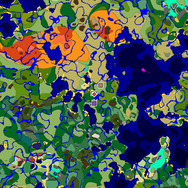 Predicted biome map of Java 26.3 seed 5433217916237390724 around estimated spawn