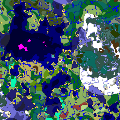 Predicted biome map of Java 26.3 seed -8962615678509625271 around estimated spawn