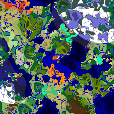 Predicted biome map of Java 26.3 seed -4759657563580824418 around estimated spawn