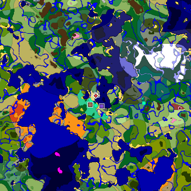 Predicted biome map of Java 26.3 seed 8873505500763091359 around estimated spawn