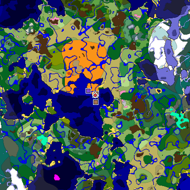 Predicted biome map of Java 26.3 seed -1117712312935982650 around estimated spawn