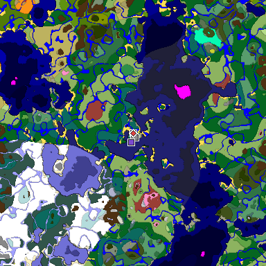 Predicted biome map of Java 26.3 seed -5147782438044740157 around estimated spawn