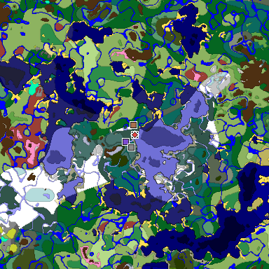 Predicted biome map of Java 26.3 seed 3376948295516857526 around estimated spawn