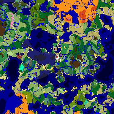 Predicted biome map of Java 26.3 seed 6718927394680136627 around estimated spawn