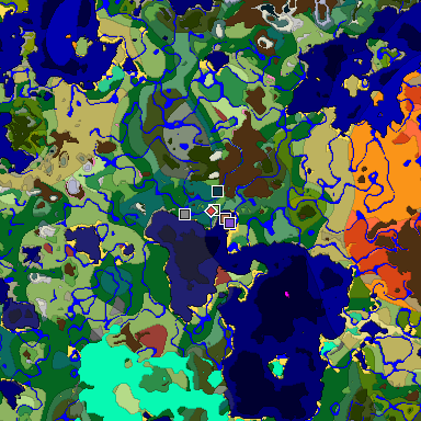 Predicted biome map of Java 26.3 seed 3149635010423196322 around estimated spawn