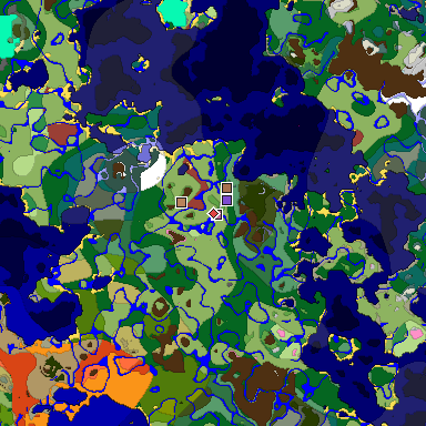 Predicted biome map of Java 26.3 seed 6160645748636659682 around estimated spawn