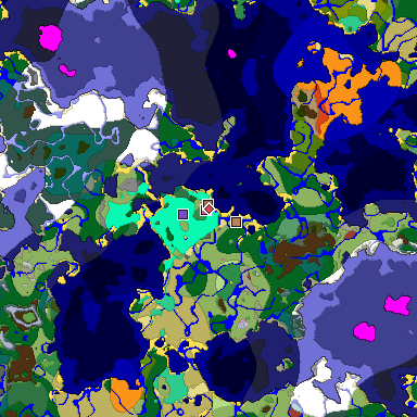 Predicted biome map of Java 26.3 seed -5330749409096352738 around estimated spawn