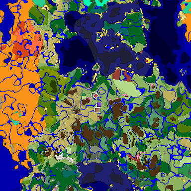Predicted biome map of Java 26.3 seed -1465255447363182425 around estimated spawn
