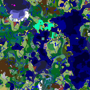 Predicted biome map of Java 26.3 seed 7524260298383144272 around estimated spawn