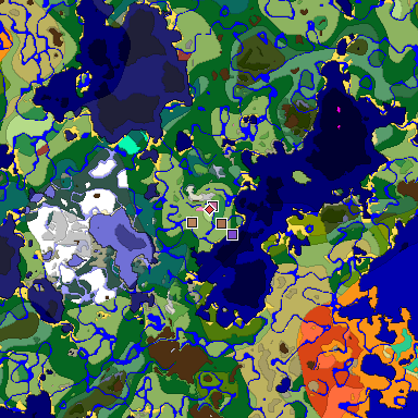 Predicted biome map of Java 26.3 seed -2866632593904102320 around estimated spawn
