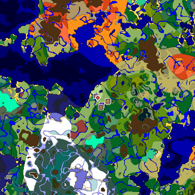 Predicted biome map of Java 26.3 seed 2801917739236392546 around estimated spawn