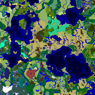 Predicted biome map of Java 26.3 seed 1536524537077375401 around estimated spawn