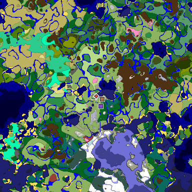 Predicted biome map of Java 26.3 seed -1633136016529341365 around estimated spawn