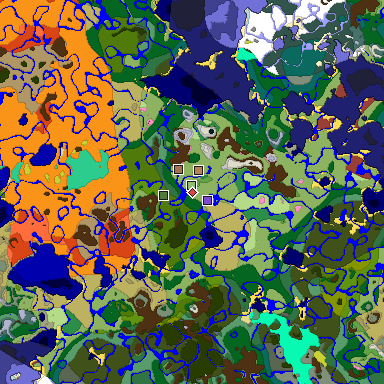 Predicted biome map of Java 26.3 seed -1717281706659351325 around estimated spawn