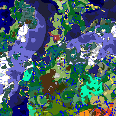 Predicted biome map of Java 26.3 seed 4764114680566093977 around estimated spawn