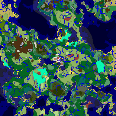 Predicted biome map of Java 26.3 seed 8717008213819715175 around estimated spawn