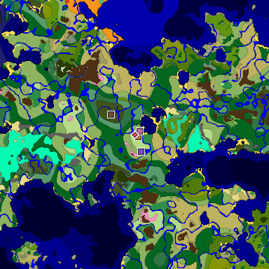 Predicted biome map of Java 26.3 seed 7744905439199939879 around estimated spawn