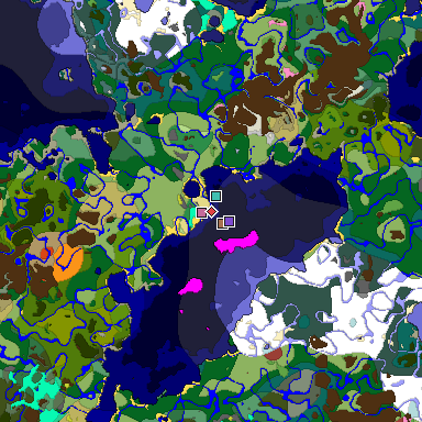 Predicted biome map of Java 26.3 seed 2279439984540169735 around estimated spawn