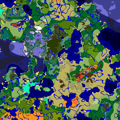 Predicted biome map of Java 26.3 seed -2478147905565073594 around estimated spawn