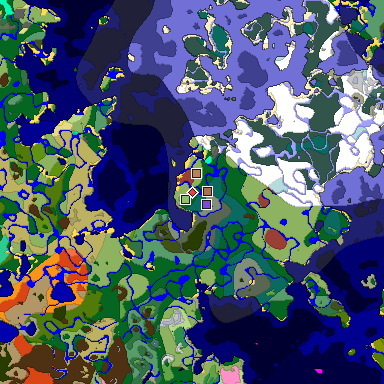 Predicted biome map of Java 26.3 seed 6104532029907436986 around estimated spawn