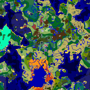 Predicted biome map of Java 26.3 seed -8727680388400930160 around estimated spawn