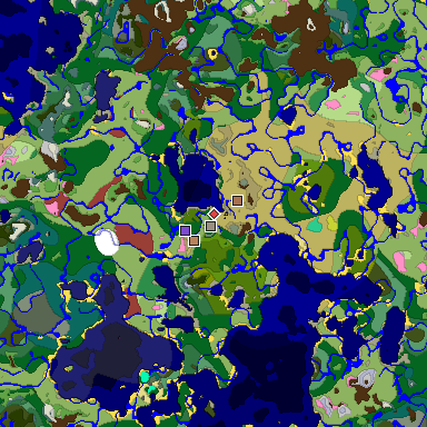 Predicted biome map of Java 26.3 seed 7887739953115146408 around estimated spawn