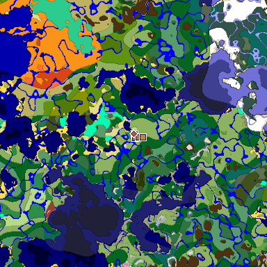 Predicted biome map of Java 26.3 seed -3271237625199647786 around estimated spawn