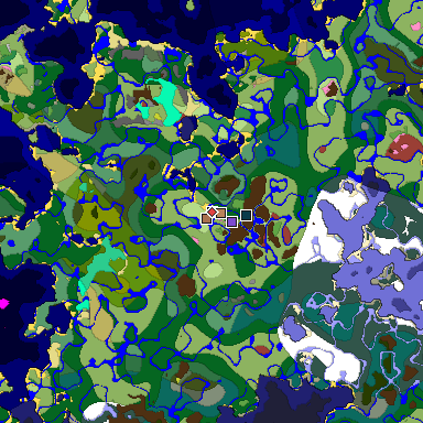 Predicted biome map of Java 26.3 seed 1005431718791747653 around estimated spawn