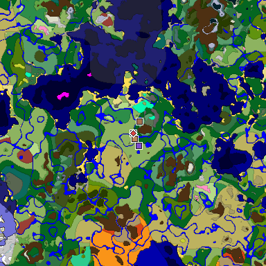 Predicted biome map of Java 26.3 seed 5240139855169258424 around estimated spawn