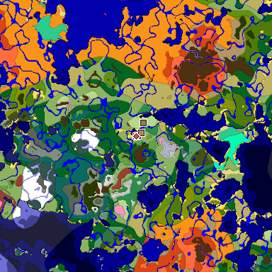 Predicted biome map of Java 26.3 seed -3027091595538281118 around estimated spawn