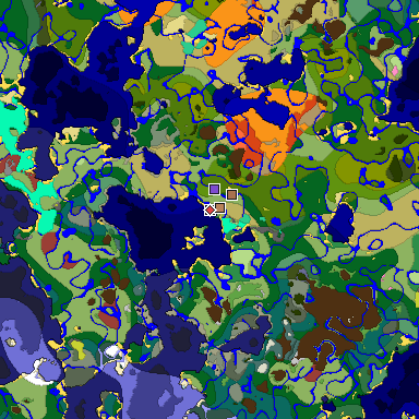 Predicted biome map of Java 26.3 seed 1601423526488480755 around estimated spawn