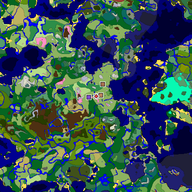 Predicted biome map of Java 26.3 seed -5482565208632213763 around estimated spawn