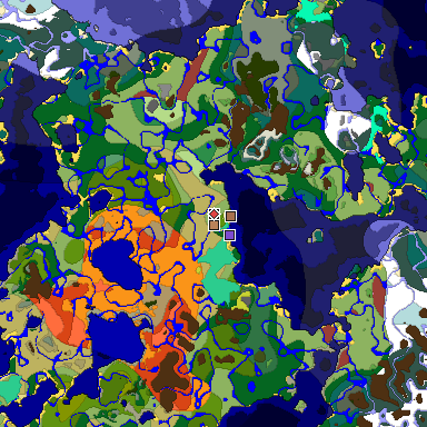 Predicted biome map of Java 26.3 seed 1632014097538737110 around estimated spawn