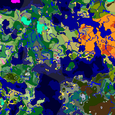 Predicted biome map of Java 26.3 seed -720266167376907029 around estimated spawn