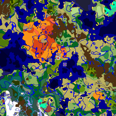 Predicted biome map of Java 26.3 seed 8207155602929467645 around estimated spawn