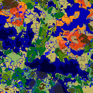 Predicted biome map of Java 26.3 seed 2788324066930019079 around estimated spawn