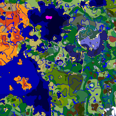 Predicted biome map of Java 26.3 seed 7731102960354992128 around estimated spawn