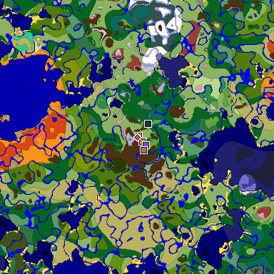 Predicted biome map of Java 26.3 seed 5699336764208285421 around estimated spawn